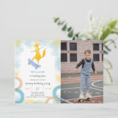 Renard Patinage Anniversaire Invitation Avec Photo (Debout devant)