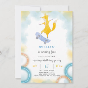 Renard Patinage Invitation Anniversaire