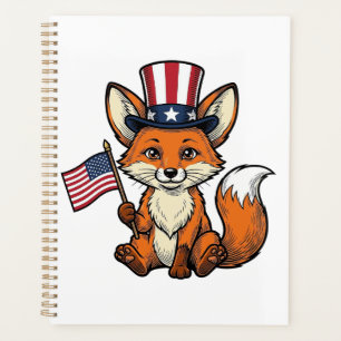 Renard Patriotique Vintage Gravure Chemise Design_