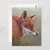 Renard rouge dans la carte postale d'art animal en (Devant / Derrière)