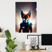Renard rouge dans l'espace | AI Art Poster (Bureau à domicile)
