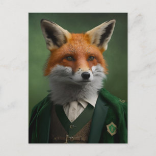Renard rouge dans une carte postale verte St. Patr