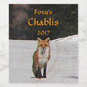 Renard rouge en blanc Étiquette du vin de neige d' (Étiquettes simples)