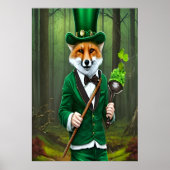 Renard rouge en vêtements verts | AI Art Poster (Devant)