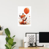 Renard rouge Whimsical avec Poster Balloon Orange (Bureau à domicile)