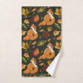 Renard roux Feuilles d'automne Glands Motif vert (Serviette à main)