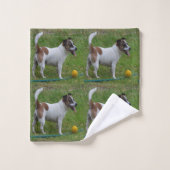 Renard Terrier Avec Sa Boule Jaune, Serviette De B (Gant de toilette)