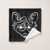 Renard tribal noir et blanc (Gant de toilette)