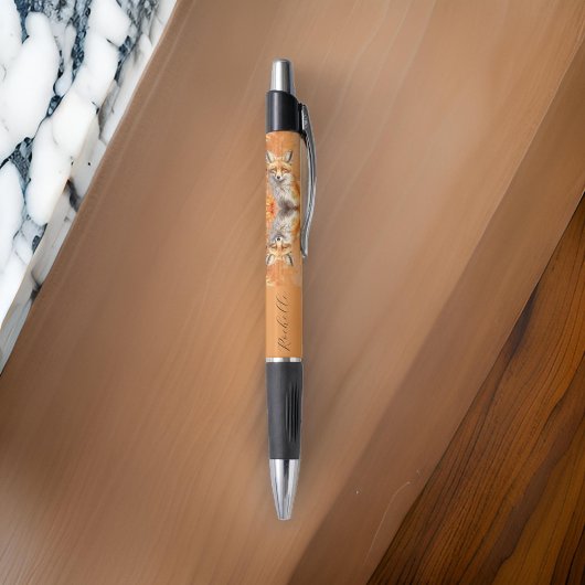 Renard Whimsical - Orange Nom tendance Stylo