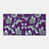 Renards bleus stylisés avec des motifs floraux com (Recto)
