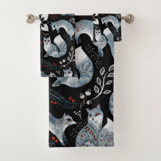 Renards bleus stylisés avec des motifs floraux com (En situation)