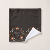 Renards d'automne avec texte personnalisable (Gant de toilette)
