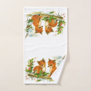 Renards de Noël Serviette à main de la maison de