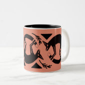Renards et fleurs anciens sur mug orange (Devant droit)