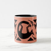Renards et fleurs anciens sur mug orange (Centre)