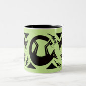 Renards et fleurs anciens sur une tasse verte lite (Centre)