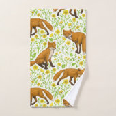 Renards et papillons sur le blanc naturel (Serviette à main)