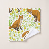 Renards et papillons sur le blanc naturel (Gant de toilette)
