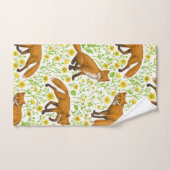 Renards et papillons sur le blanc naturel (Serviette à main)
