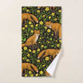 Renards et papillons sur le noir (Serviette à main)