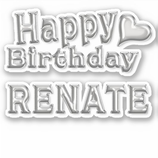 Renate Joyeux Anniversaire autocollant argenté (Devant)