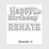Renate Joyeux Anniversaire autocollant argenté (Feuille)