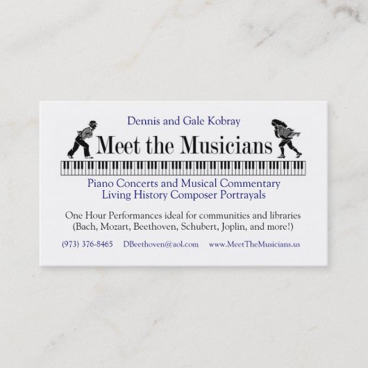 Rencontrez le carte de visite A de musiciens (Devant)
