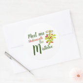 Rencontrez-Moi Sous Le Sticker Rond Mistletoe (Enveloppe)