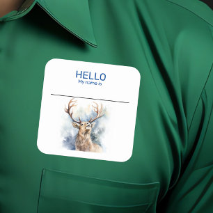 Rendelieren Feest Naambadge Kerstmis Vierkante Sticker