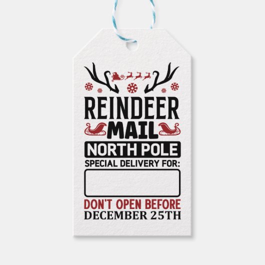 Rendelieren Postbezorging Noordpool Kerstmis Cadeaulabel (Voorkant)