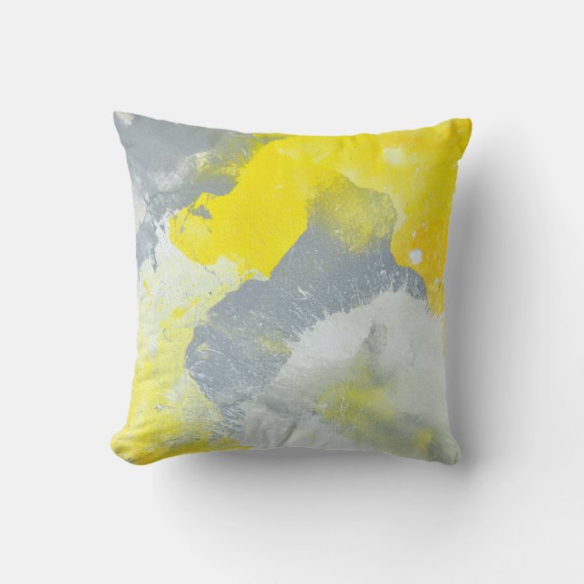"Rendez un désordre" coussin gris et jaune d'art (Recto)