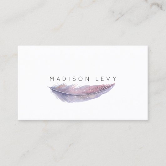 Rendez-vous Aquarelle Feather Simple Carte de visite chic (Devant)