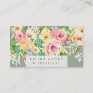 Rendez-vous Aquarelle Floral Floriste Carte de visite Styliste