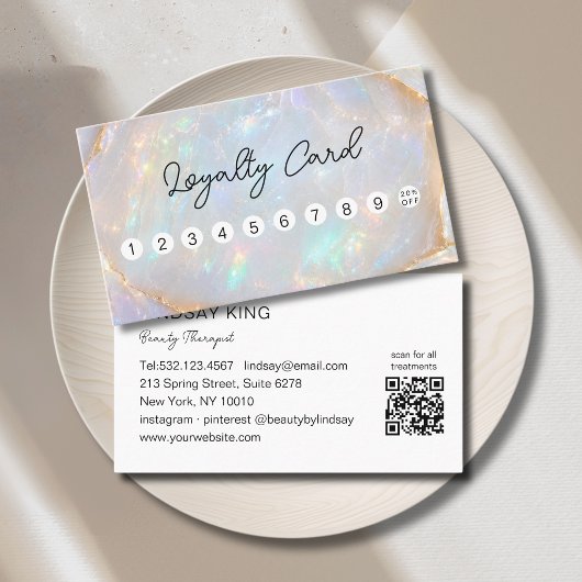 Rendez-vous Carte de Fidélité Code QR 10 Opale Marbre Holograp