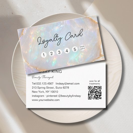 Rendez-vous Carte de fidélité QR Code 5 Opale Marbre Holograph