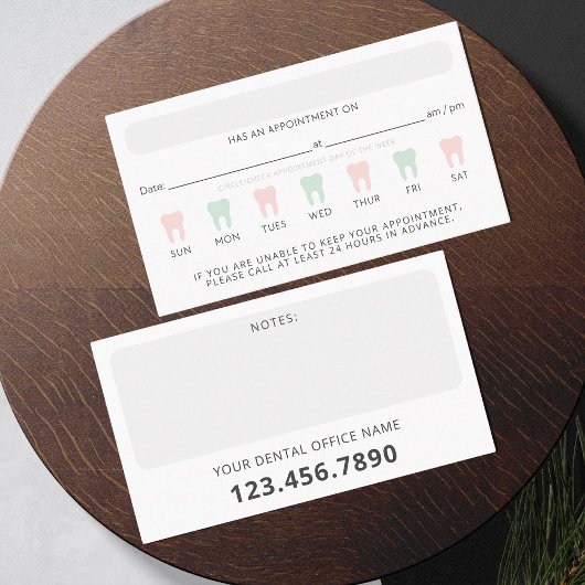 Rendez-vous Carte de rappel pour les dentistes dentaires moder