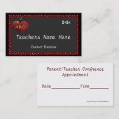 Rendez-vous Carte de visite d'Apple de coeur de professeurs (Devant / Derrière)