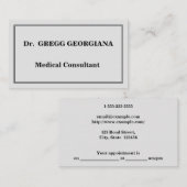 Rendez-vous Carte de visite de consultant Médicale minimal (Devant / Derrière)