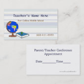 Rendez-vous Carte de visite de professeurs de globe (Devant / Derrière)
