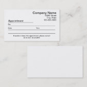 Rendez-vous Carte de visite de rappel de nomination (Devant / Derrière)