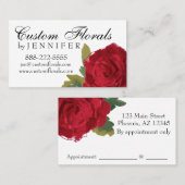 Rendez-vous Carte de visite de rose rouge, fleuriste, coiffeur (Devant / Derrière)
