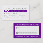 RENDEZ-VOUS CARTE DE VISITE DENTAIRE (Devant / Derrière)