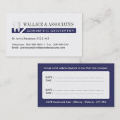 RENDEZ-VOUS CARTE DE VISITE DENTAIRE (Devant / Derrière)