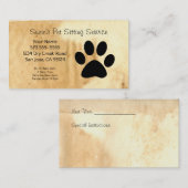 Rendez-vous Carte de visite du service de pose pour animaux (Devant / Derrière)