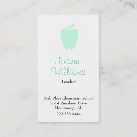 Rendez-vous Carte de visite élégant de professeur d'Apple (Devant)