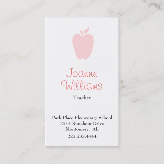 Rendez-vous Carte de visite élégant de professeur d'Apple (Devant)