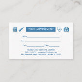 Rendez-vous Carte de visite Médicale avec nomination (Dos)