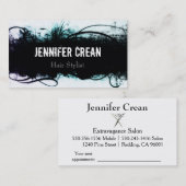 Rendez-vous Carte de visite noir et turquoise grunge (Devant / Derrière)