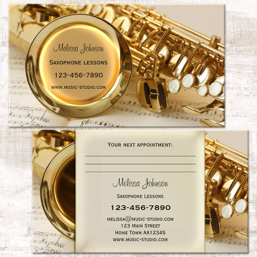 Rendez-vous Carte de visite pour leçons de saxophone