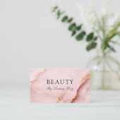 Rendez-vous Carte de visite QR Code en marbre rose blush éléga (Debout devant)